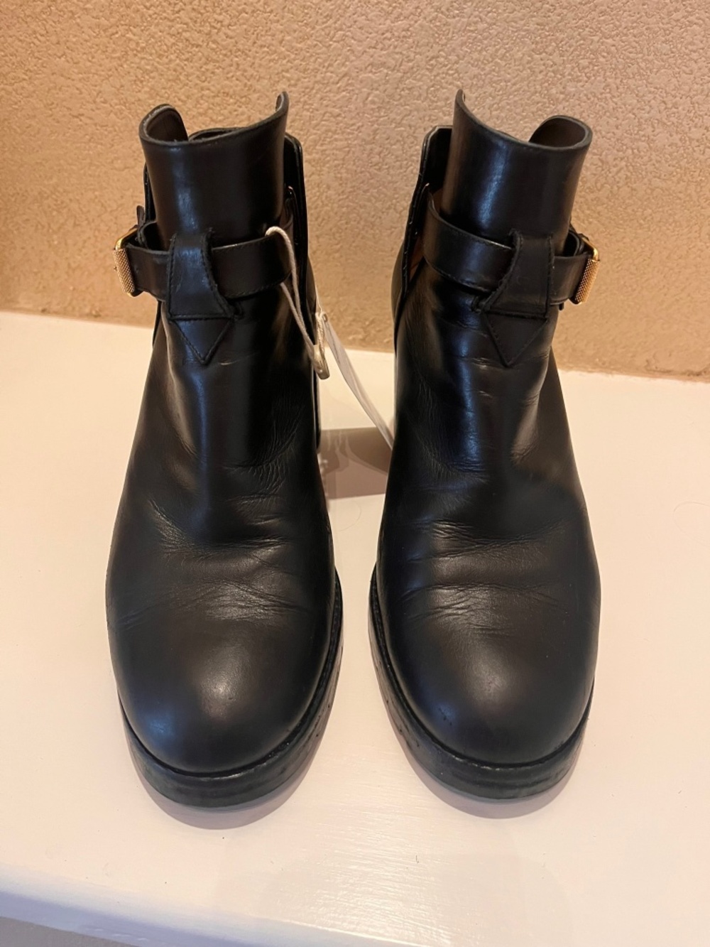 Black Christian Louboutin leather buckled boots size 38 1/2